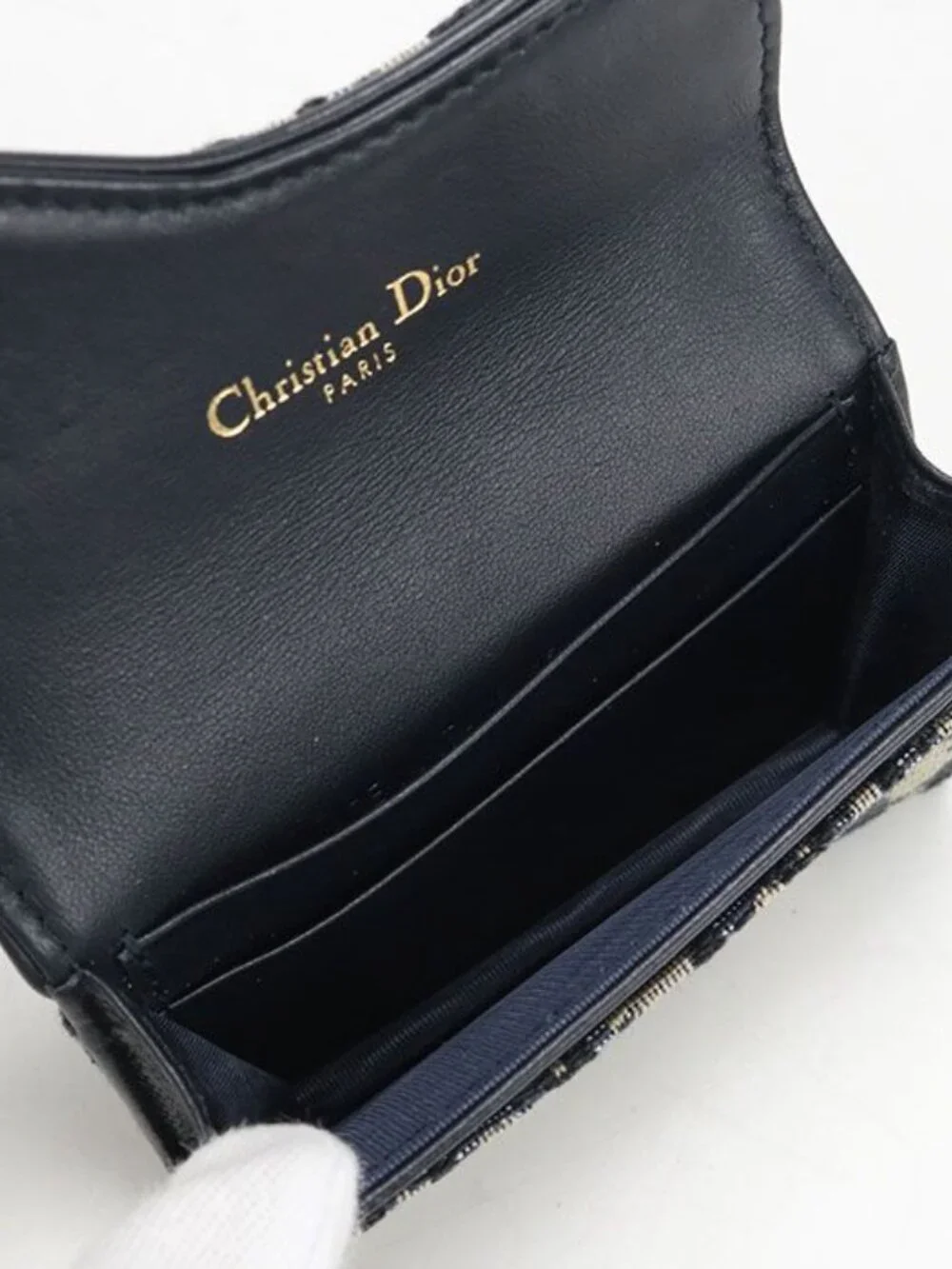 Dior Blue Mukado Holder Saddle Business Card Oblique Credit